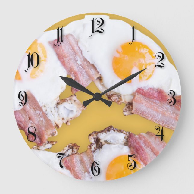 Reloj Redondo Grande Huevos fritos con tocino (Anverso)