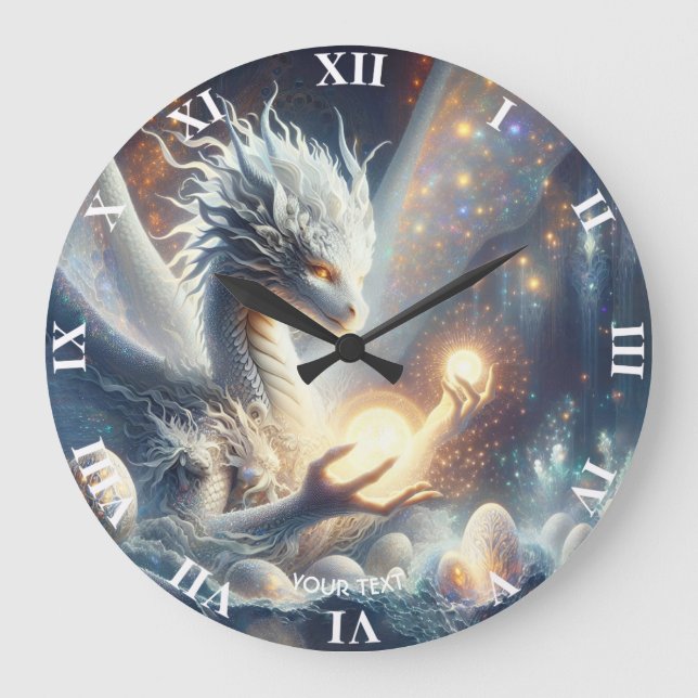 Reloj Redondo Grande Huevos ligeros Fantasy Cute Dragon (Anverso)