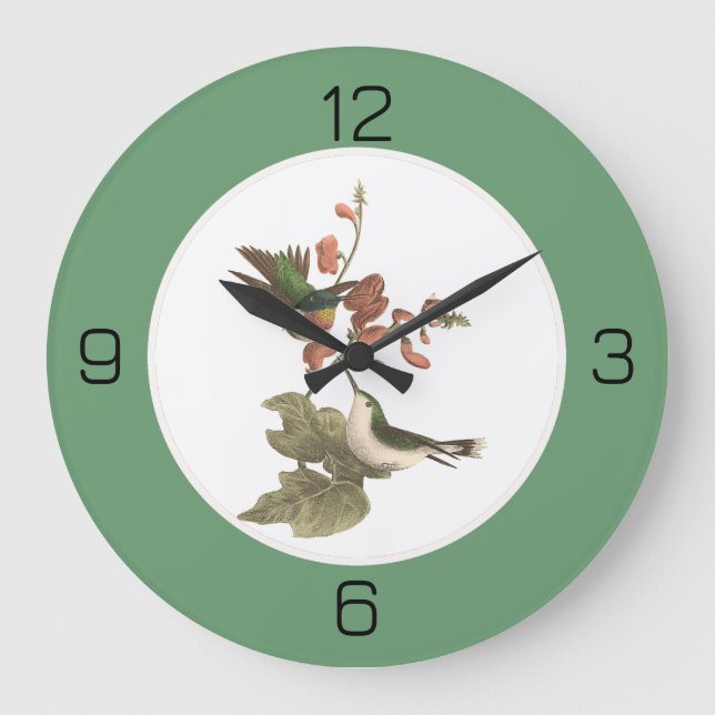 Reloj Redondo Grande Hummingbird, cumpleaños u otro Fiesta con trompa d (Anverso)