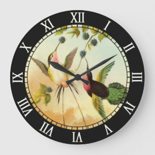Reloj Redondo Grande Hummingbird, Ilustracion de pájaros, arte de páj