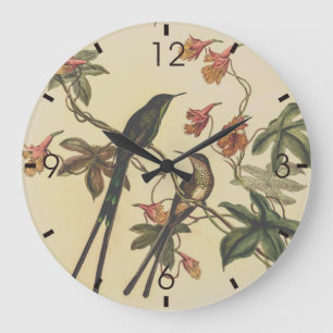 Reloj Redondo Grande Hummingbirds por la cosecha de vintage por John Go
