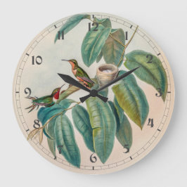 Reloj Redondo Grande Hummingbirds por la cosecha de vintage por John Go