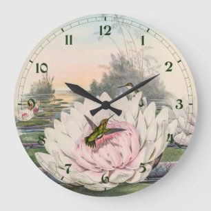Reloj Redondo Grande Hummingbirds por la cosecha de vintage por John Go