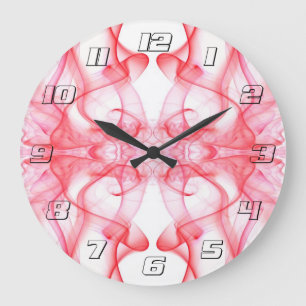 Reloj Redondo Grande Humo Rojo Simétrico Minimalista Abstracto
