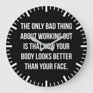 Reloj Redondo Grande Humor de entrenamiento - cuerpo vs cara - Divertid