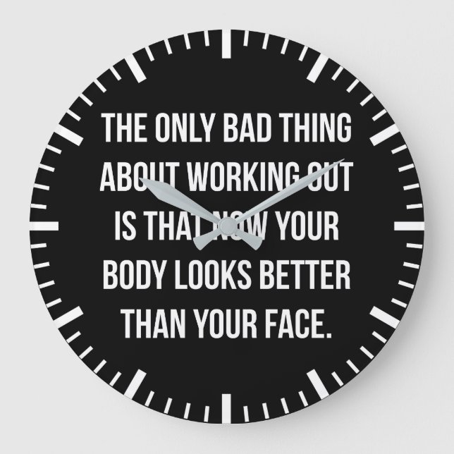 Reloj Redondo Grande Humor de entrenamiento - cuerpo vs cara - Divertid (Anverso)