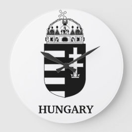 Reloj Redondo Grande Hungarian Coat of Arms Contemporary Monochrome Art