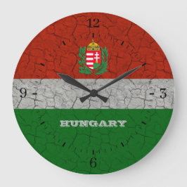 Reloj Redondo Grande Hungary Coat of Arms Cracked Grunge Gifts
