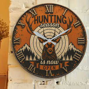 Reloj Redondo Grande Hunting Season Is Now Open Hunter Cabin