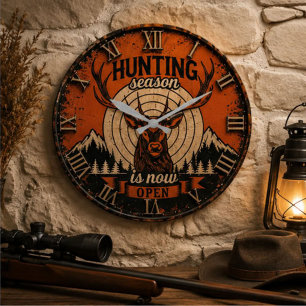 Reloj Redondo Grande Hunting Season Is Now Open Hunter Cabin