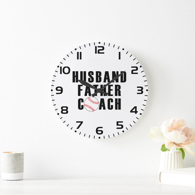 Reloj Redondo Grande Husband Father Coach Baseball Dad Quote (Subido por el creador)