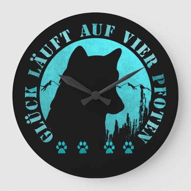 Reloj Redondo Grande Husky - Glück läuft auf vier Pfoten (Anverso)