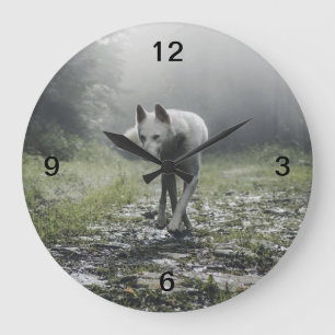 Reloj Redondo Grande Husky Siberiano Blanco