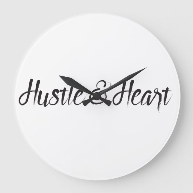 Reloj Redondo Grande Hustle and Heart Typography (Anverso)