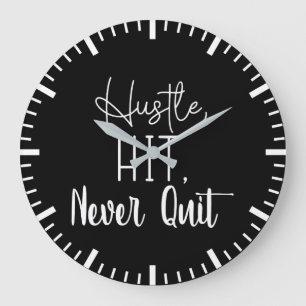 Reloj Redondo Grande Hustle, Hit, Never Quit - Gym, Success Motivation