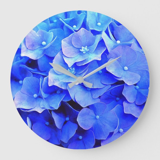 Reloj Redondo Grande Hydrangea Blues (Anverso)