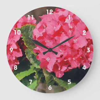 Reloj Redondo Grande Hydrangeas rosa