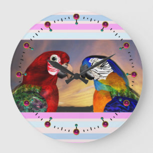 RELOJ REDONDO GRANDE HYPER PARROTS / RED AND BLUE ARA