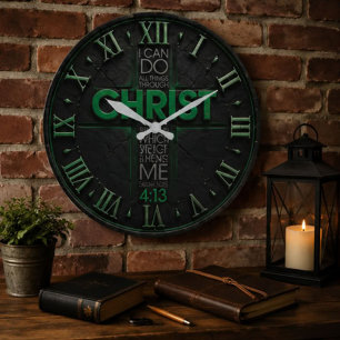 Reloj Redondo Grande I Can Do All Things Through Christ Philippians