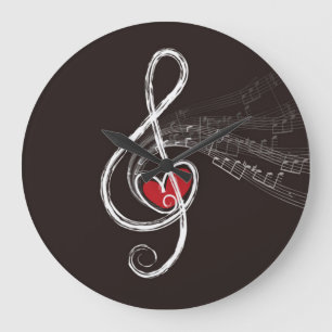 Reloj Redondo Grande I COART MUSIC Treble Clef Black