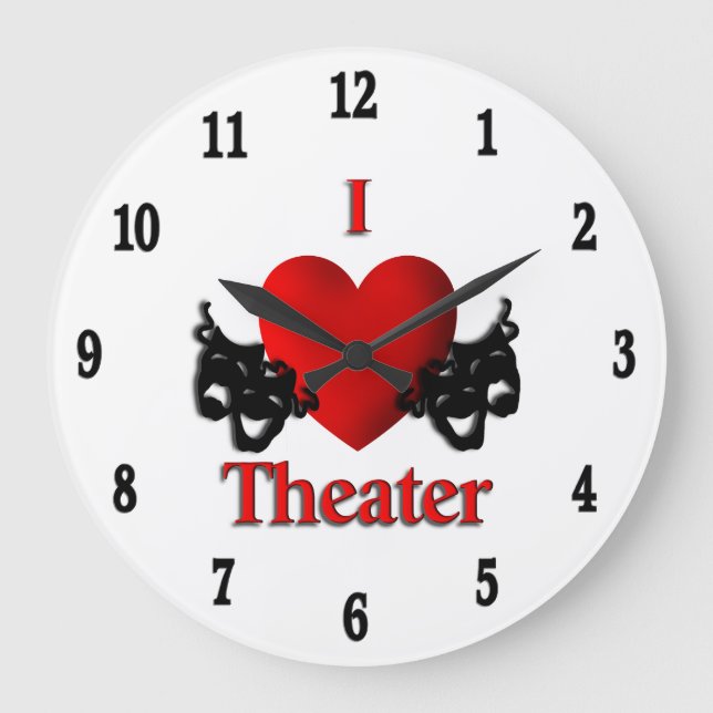 Reloj Redondo Grande I Heart Theater Doce Numerals (Anverso)