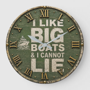 Reloj Redondo Grande I Like Big Boats & I Cannot Lie Boating Nautical 
