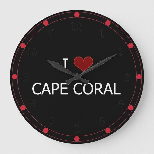 Reloj Redondo Grande I Love Cape Coral (Anverso)