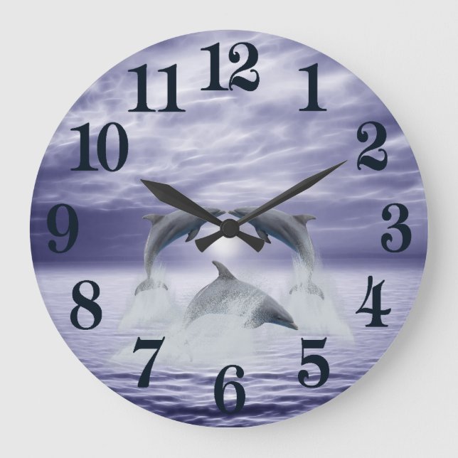Reloj Redondo Grande I love dolphins (Anverso)
