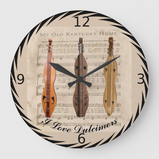RELOJ REDONDO GRANDE I LOVE  DULCIMERS (Anverso)