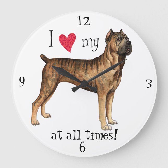 Reloj Redondo Grande I Love my Cane Corso (Anverso)