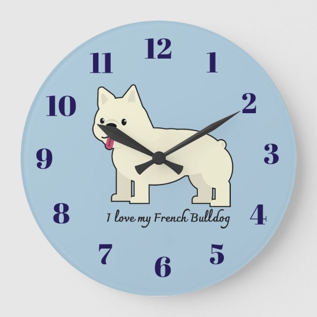 Reloj Redondo Grande I love my French Bulldog (Anverso)