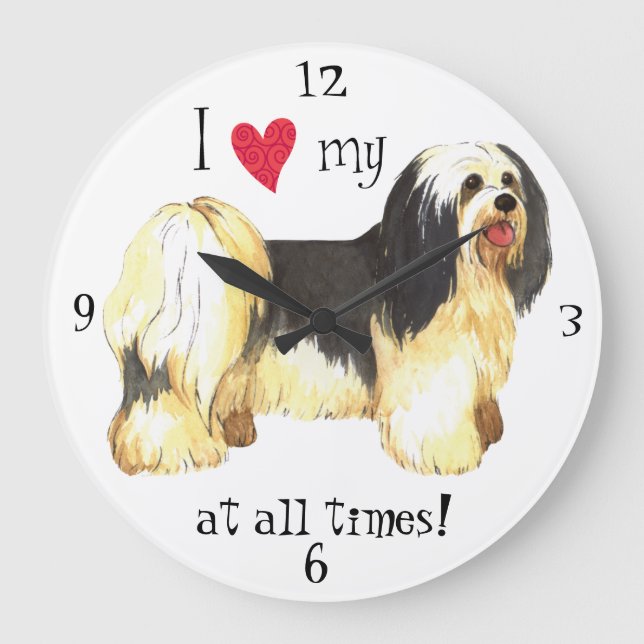 Reloj Redondo Grande I Love my Havanese (Anverso)