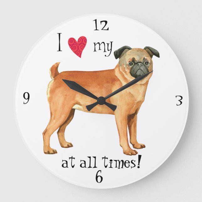 Reloj Redondo Grande I Love my Petit Brabancon (Anverso)