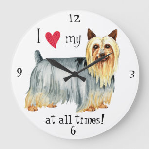 Reloj Redondo Grande I Love my Silky Terrier