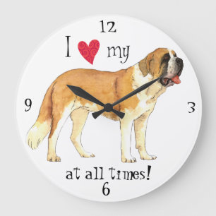 Reloj Redondo Grande I Love my St. Bernard