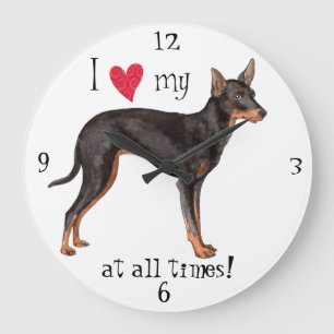 Reloj Redondo Grande I Love my Toy Manchester Terrier