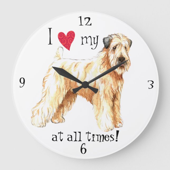 Reloj Redondo Grande I Love my Wheaten Terrier (Anverso)
