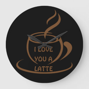 Reloj Redondo Grande I Love you a latte romantic funny design