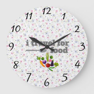 Reloj Redondo Grande i travel for food Wall Clock