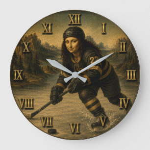 Reloj Redondo Grande Ice Hockey Funny Mona Lisa Hockey Player Gift