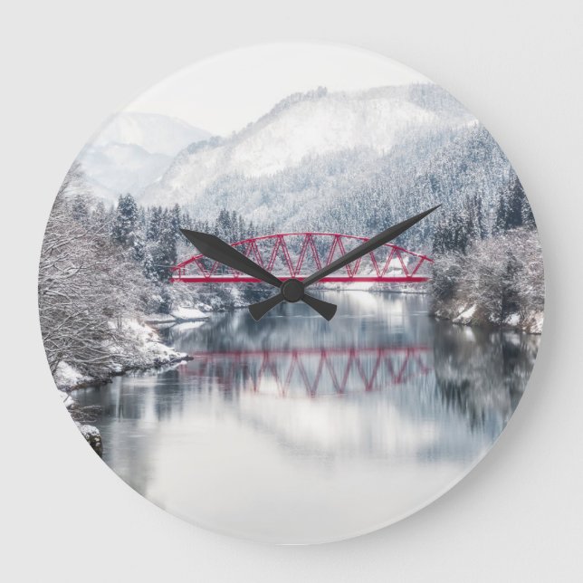 Reloj Redondo Grande Ice & Snow | Red Bridge in Winter, Japan (Anverso)