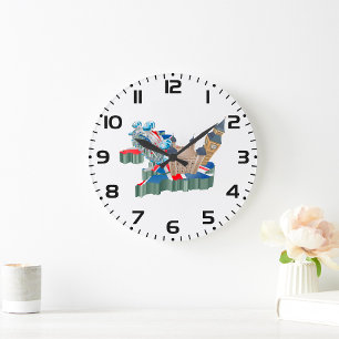 Reloj Redondo Grande Icónicos monumentos de Londres Mapa británico de v
