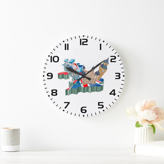 Reloj Redondo Grande Icónicos monumentos de Londres Mapa británico de v (Subido por el creador)