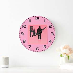 Reloj Redondo Grande Icono de Barber Shop Haircut Comb y tijeras