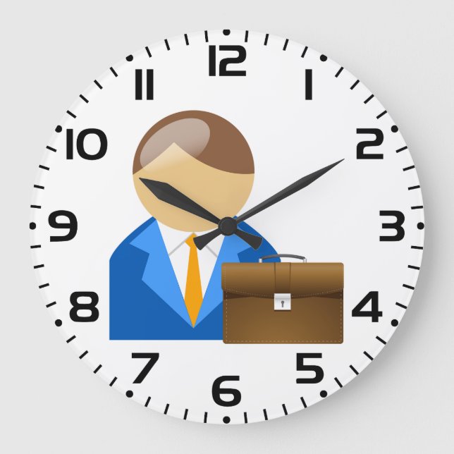 Reloj Redondo Grande Icono de hombre de negocios profesional con maletí (Anverso)