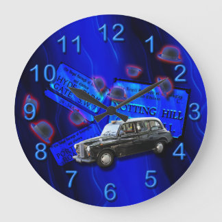 Reloj Redondo Grande Icono de taxi británico en Londres azul