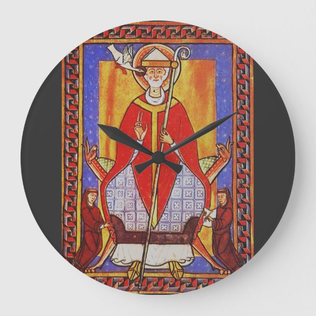 Reloj Redondo Grande Icono medieval de San Gregorio Magno (Anverso)