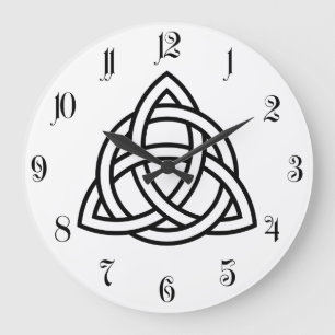 Reloj Redondo Grande Icono original del negro del nudo de Triquetra del