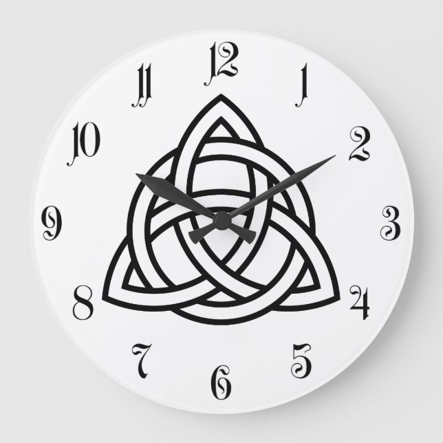 Reloj Redondo Grande Icono original del negro del nudo de Triquetra del (Anverso)