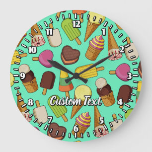Reloj Redondo Grande Iconos de helado reloj grande